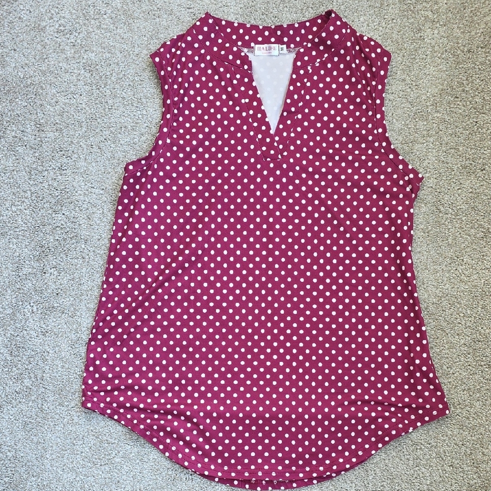 Burgundy Polka Dot Blouse